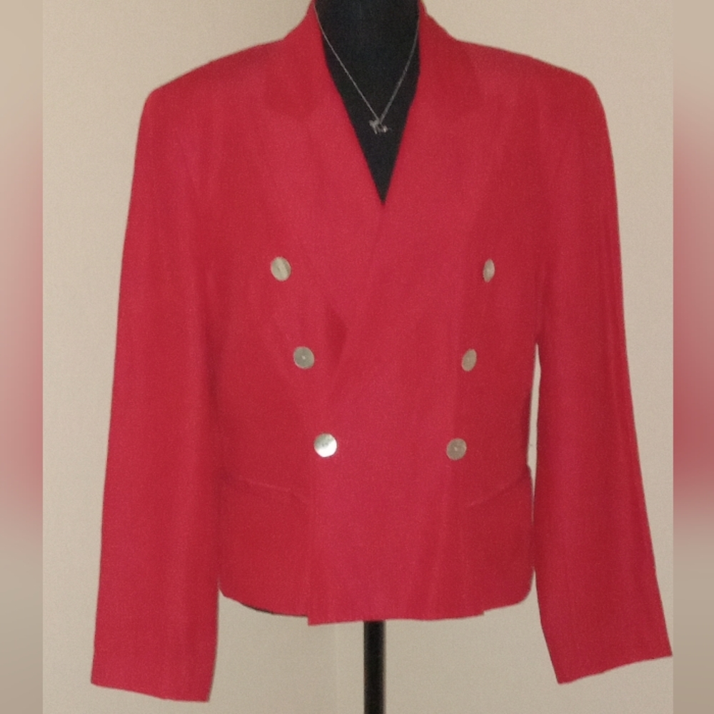 Finity Y2K, 90's, vintage Red Double Breasted Suit Jacket Blazer size 12.